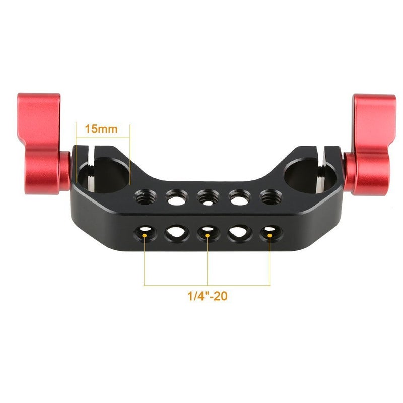 CAMVATE 15mm Rod Clamp with 1/4"-20 Thread for DLSR Camera Rig Cage Baseplate (Red)-2PCS - 1780 - Image 2